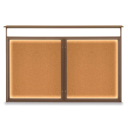 United Visual Products 96"x48" 2-Door Enclosed Outdoor Letterboard, Green Felt/Black UV1161DDD9648PLUS-BLACK-GREEN